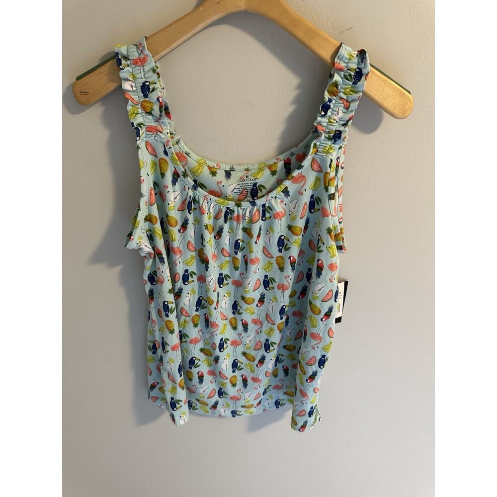 Cuddl Duds Tropical Bird Print Cold Shoulder Top NWT Size Medium Resort lounge